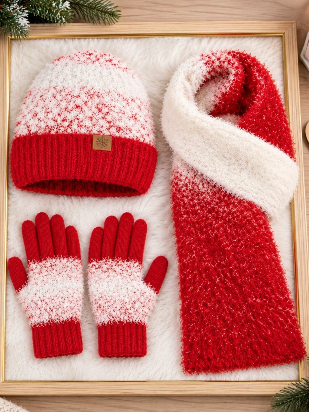 Winter Beanie Hat Scarf Gloves Set for Women Touchscreen Knit Thick 3 in 1